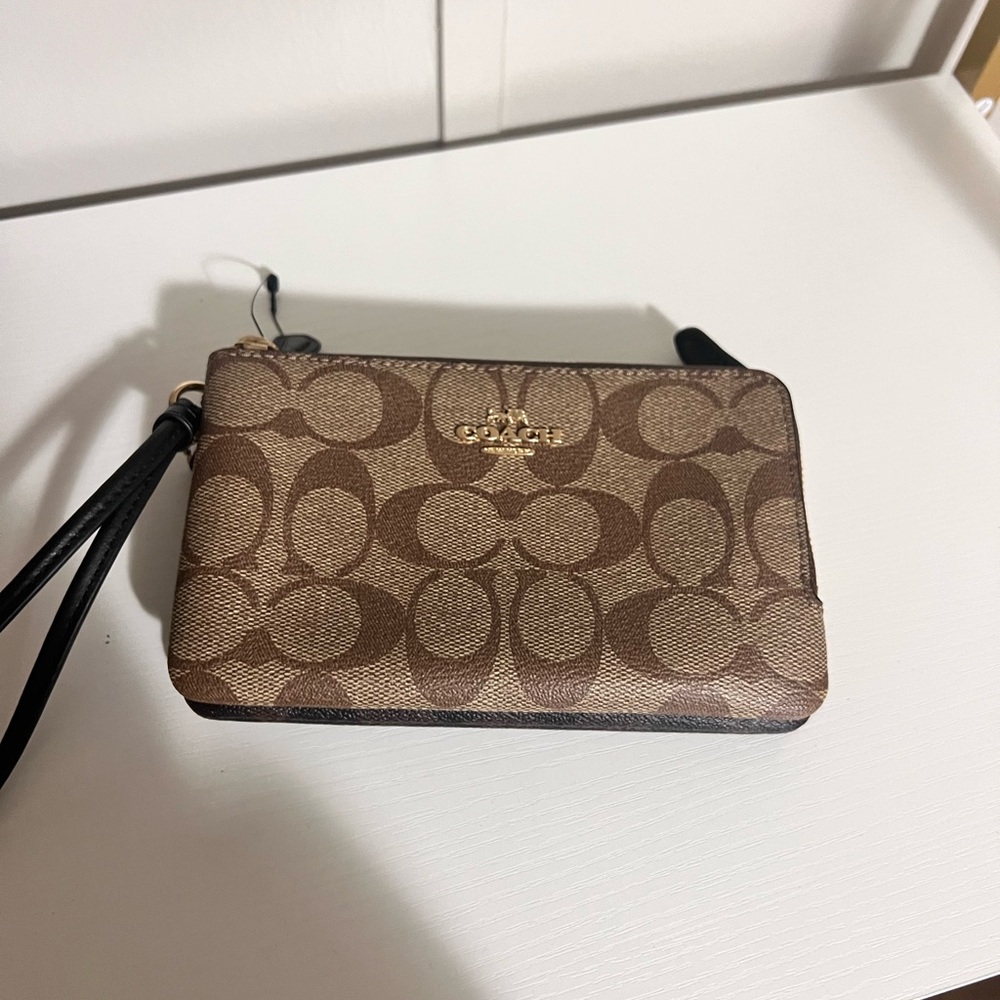 Coach Brown Black Wristlet Bag wallet